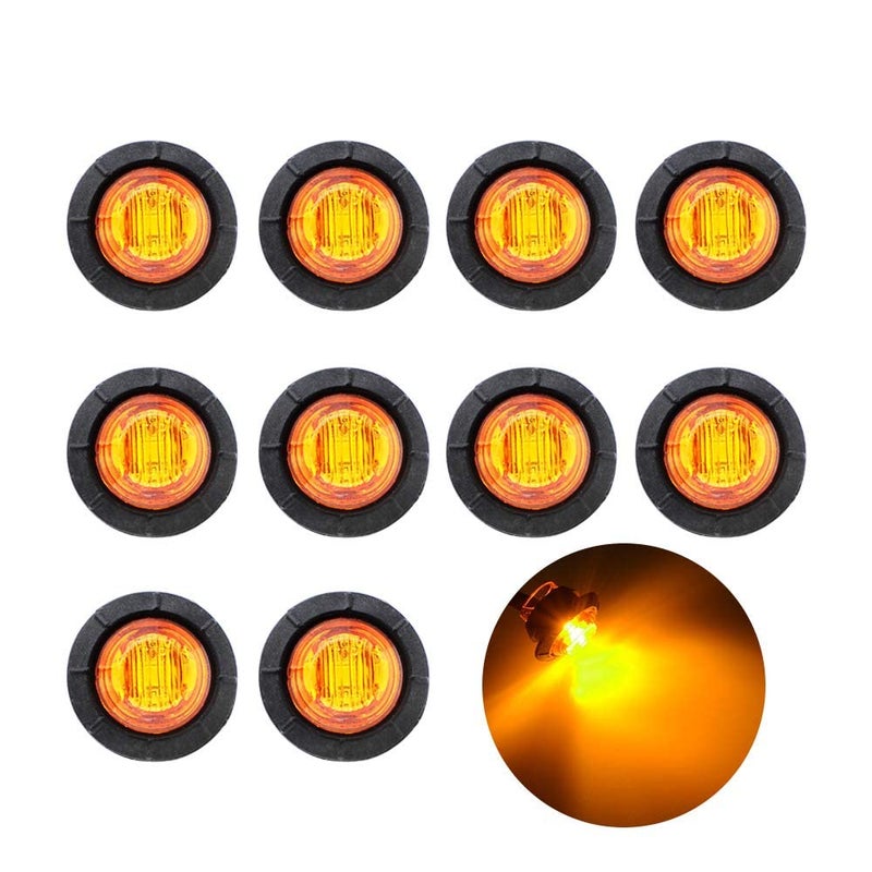 TMH 3/4 Inch Mount 10 pcs Amber LED Clearance Bullet Side LED Marker Lights for Trailer Truck RV Car Bus Van (Pack of 10) - Image 1